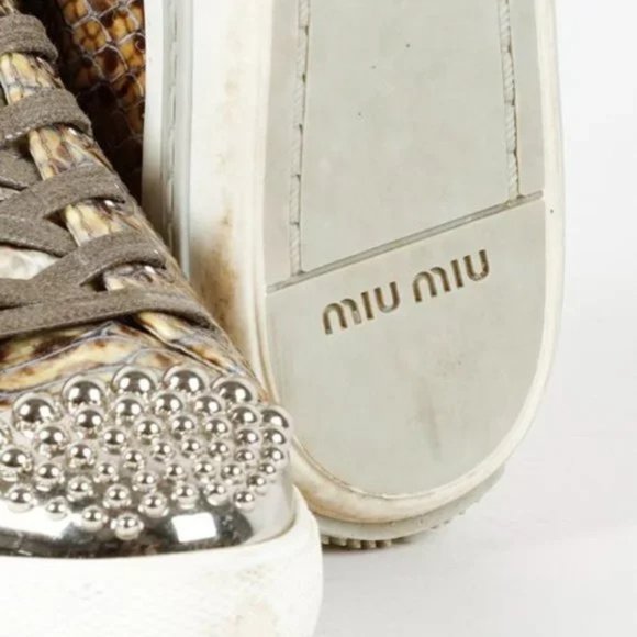 Miu Miu Snakeskin Print Low-Top Sneakers - Picture 5 of 12